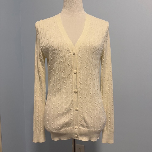 Tommy Hilfiger Women’s Long Sleeve Cable Knit Button Down Cardigan Sweater Sz M - Picture 1 of 7
